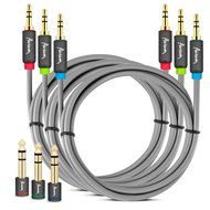 Aurum Cables Male to Male 3.5mm Universal 24K Gold Plated Auxiliary Audio Stereo Cable with 3 6.35mm Male to 3.5mm... N20