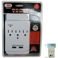1Pc 3 Outlet Surge Protector Wall Tap 2 Dual USB Charging Station 2.1 A Ports ! N2