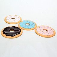 4Pcs Round Donut Coasters Drink Bottle Beer Beverage Cup Mats cup mat silicone coaster N4