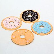 4Pcs Round Donut Coasters Drink Bottle Beer Beverage Cup Mats cup mat silicone coaster N5