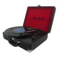 Keni Portable Turntable Suitcase USB Record Player, with Software for Ripping &amp; Editing Audio,Black N2