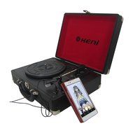 Keni Portable Turntable Suitcase USB Record Player, with Software for Ripping &amp; Editing Audio,Black N3