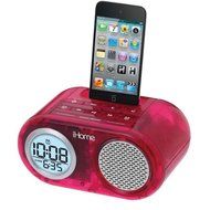 IHOME IH33 SDI TECHNOLOGIES-PERSONAL &amp; PORTABL DUAL ALARM CLOCK FOR IPOD DUAL ALARM CLOCK TRANSLUCENT PINK