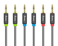 Aurum Cables Male to Male 3.5mm Universal 24K Gold Plated Auxiliary Audio Stereo Cable with 3 6.35mm Male to 3.5mm... N23