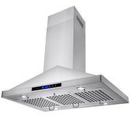Golden Vantage 36" Island Mount LED Display Touch Control Stainless Steel Kitchen Cooking Fan Range Hood N4
