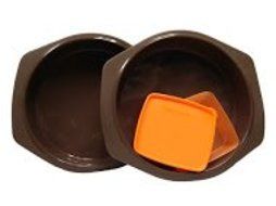 Silicone 9 Inch Deep Round Cake Pan Colour Brown - 2 Piece + Free Tupperware Square A-way 250ml