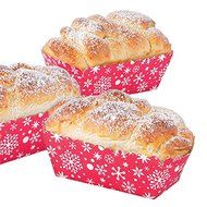 Sweet Creations 6 Count Snowflake Paper Bakeware Loaf Pans, Red