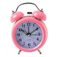 Surborder Shop Pink 3 inch Twin Bell Analog Alarm Clock Battery Operated - Loud Alarm Clock