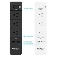 FlePow 1250W/10A 3-Outlet Power Strip with 3 USB Charging Ports N2