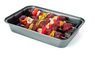 Chef Tony Grease Away Shish Kabob Pan, Metallic