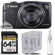 Canon PowerShot SX710 HS Digital Camera Black + Backup Battery + 64 Class 10 Memory Card + SD/SDHC Memory Card... N2