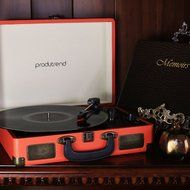ProduTrend VinylPal Portable Record Turntable Suitcase w/ Built-In Battery - Orange