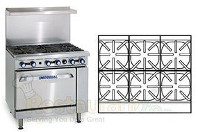 Imperial Commercial Restaurant Range 36" With 6 Burners 1 Convection Oven Propane Model Ir-6-C