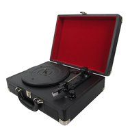 Keni Suitcase 3 Speed Stereo Turntable with Built in Speakers, USB port, support RCA output, Black
