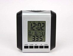 SIS 03- desktop Alarm Clock with Temperature,Calendar,time -Silver and black