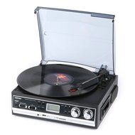 Record Player Musitrend Belt Drive 3 Speed Turntable with LCD Display Supports USB/SD encoding to MP3, Cassette...
