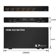 Portta PET0402 HDMI 4 port 4x2 Matrix with Remote v1.3 support 3D Super Slim 1080p