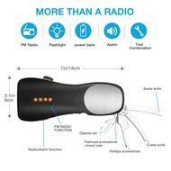 Sinvitron Hand Crank Self Powered Emergency Radio with LED Flashlight, Alarm, Swiss Knife Tool Set, Mobile Cell...