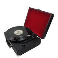 Keni Suitcase 3 Speed Stereo Turntable with Built in Speakers, USB port, support RCA output, Black N2