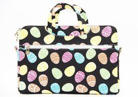 Canvaslove Black Easter Egg Patten Canvas Laptop Shoulder Bag 11 Inch 12 Inch 13 Inch Laptop Messenger Bag 13.3... N6