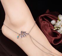 Women Ankle Chain Sexy Lady Leaf Bead Anklet Bracelet Foot Sandal Barefoot Beach