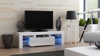 TV Stand MILANO 160 White line / Modern LED TV Cabinet / Living Room Furniture / Tv Console fit for up to 70&quot;... N3