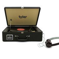Tyler Bluetooth Briefcase Vinyl Record Player Classic Turntable Stereo System with Built-in Speakers, MP3 Player...
