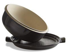 Emile Henry Made In France Flame Bread Cloche, 13.2 x 11.2", Charcoal N3