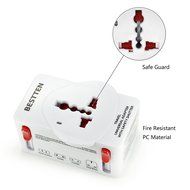 Bestten 3 Outlet Portable Travel Surge Protector with 2.4A Dual USB Charging Ports, 18in Cord, ETL Listed, White