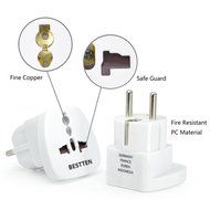 Bestten 3 Outlet Portable Travel Surge Protector with 2.4A Dual USB Charging Ports, 18in Cord, ETL Listed, White N5