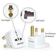 Bestten 3 Outlet Portable Travel Surge Protector with 2.4A Dual USB Charging Ports, 18in Cord, ETL Listed, White N9