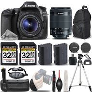 Canon EOS 80D Wi-Fi Full HD 1080P Digital SLR Camera + Canon 18-55mm IS STM Lens + Battery Grip + Extra Battery...