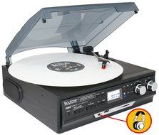 Boytone BT-17DJB-C 3-Speed Stereo Turntable with 2 Built in Speakers Digital LCD Display AM/FM Radio + Supports... N3