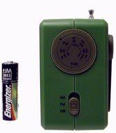 Kaito SB-1059 Mini Hand Crank AM/FM Weather Radio,Solar Power and Dynamo Power, Green