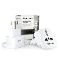 Bestten 3 Outlet Portable Travel Surge Protector with 2.4A Dual USB Charging Ports, 18in Cord, ETL Listed, White N17