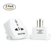 Bestten 3 Outlet Portable Travel Surge Protector with 2.4A Dual USB Charging Ports, 18in Cord, ETL Listed, White N19