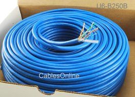 CablesOnline, 250FT Solid CAT6E CMR 550-Mhz, High-Performance 23-AWG Copper Bulk Cable, Blue , U6-B250B