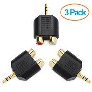 Aurum Cables 3-pack High Quality RCA AV Audio Y Splitter Plug Adapter 1 Male to 2 Female N6