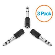 Aurum Cables 3-Pack 6.35mm Male to 3.5mm Female Stereo Adapter