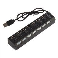 RioRand&reg; Mini Black 7Port USB 2.0 High Speed HUB ON/OFF Sharing Switch New