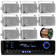 Pyle PT390BTU Bluetooth Digital Home Theater 300-Watt Stereo Receiver Bundle Combo With 8x 3'' Inch 3-Way Wall...