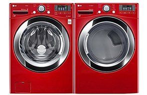 LG PAIR SPECIAL-"Wild Cherry Red" Ultra Large Capacity Laundry System with Steam Technology(WM3370HRA_DLEX3370R) N2