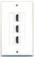 RiteAV - 3 Port HDMI 2.0 Keystone Wall Plate (White) N2
