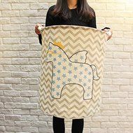 MuLuo Cotton Canvas Cloth Clothes Holding Barrel Basket Laundry Basket of Foreign Trade Toys wave horse N3