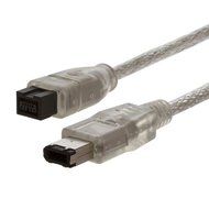 3ft 9 pin Male to 6 pin Male Clear Firewire 800/400 Cable for IEEE 1394 devices