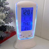 Polytree LED Digital Alarm Clock with Blue Backlight Electronic Calendar Thermometer Gift