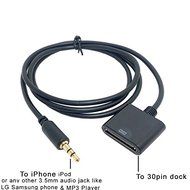 Smays 3.5mm Audio to Apple 30-Pin Dock AUX Cable for iPad iPod iPhone HTC LG Huawei Cellphone (3FT, Black)