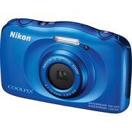 Nikon COOLPIX S33 Digital Waterproof &amp; Freezeproof Full HD 1080p Camera (Blue) + 32GB Class 10 Memory Card + Backup... N4