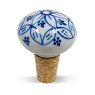 Vinotemp VNTEP-CRSTOP01 Epicureanist Floral Ceramic Bottle Stopper, Blue/White
