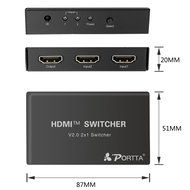 Portta PET0301DU HDMI Switch / Switcher 3 Port 3x1 v1.3 with 1.5 ft Pigtail support 3D 1080p N5